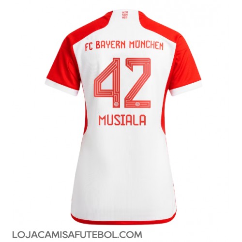Camisa de Futebol Bayern Munich Jamal Musiala #42 Equipamento Principal Mulheres 2023-24 Manga Curta